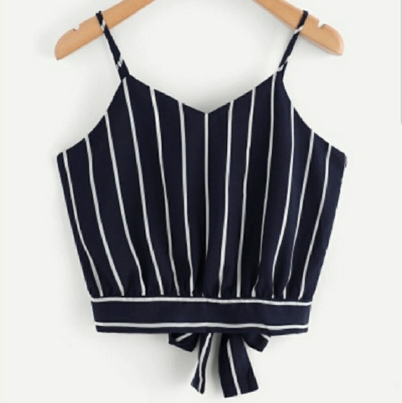 Tops - Blue & White Striped Crop Top NWOT
